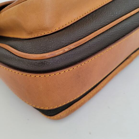 HUNTING WORLD Shoulder Bag Dark Brown Authentic Made in Italy Two Tone Leather - Picture 11 of 12